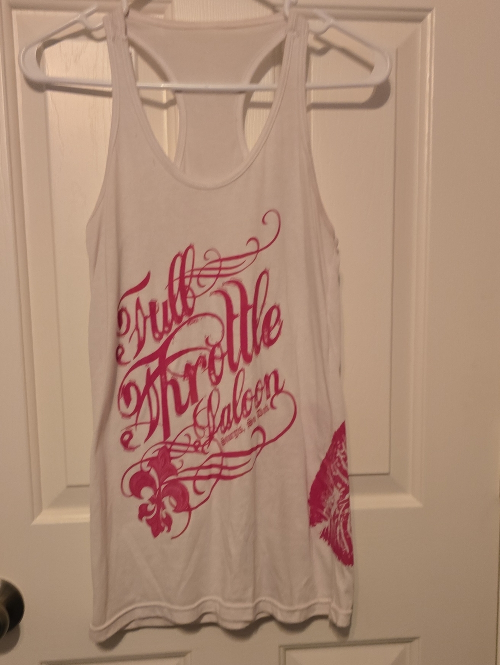 Full Throttel Choppers White Tank Top with Pink Graphics